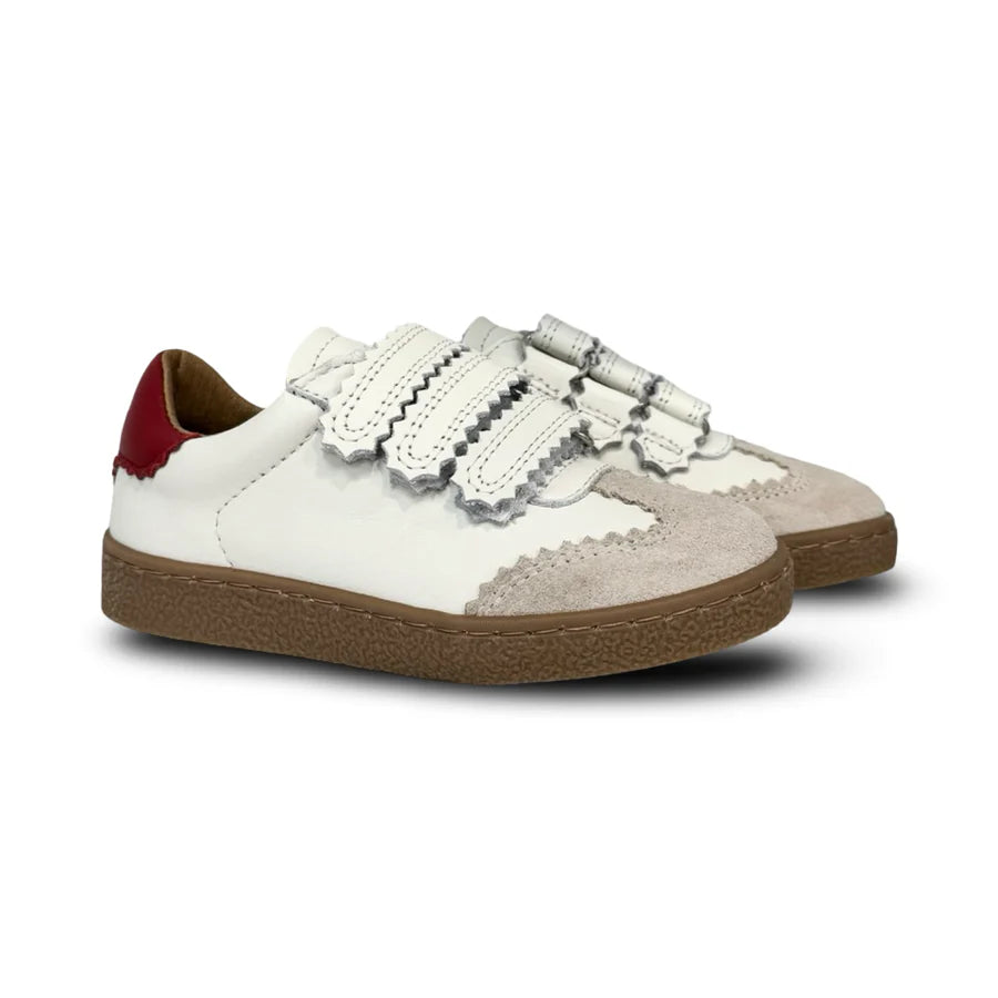 Porte White Scalloped Red Tab Sneaker