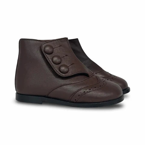 Sonatina Brown Button Velcro Bootie