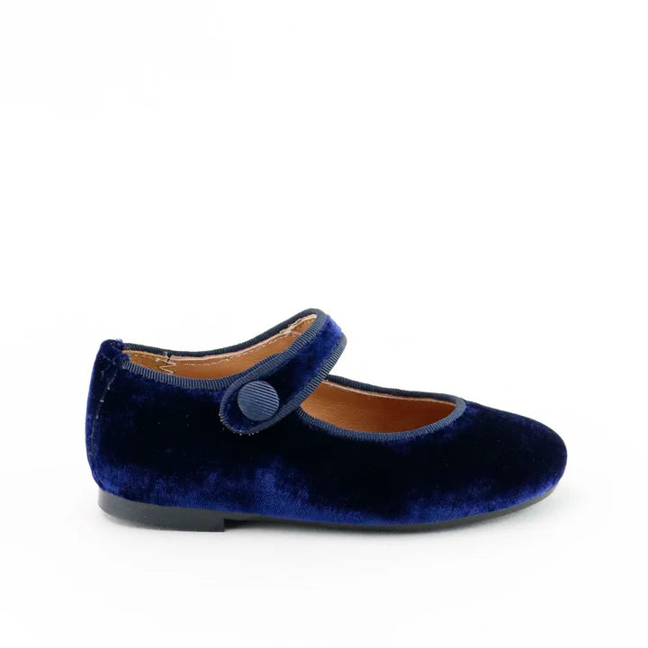 Papanatas Navy Azul Velvet Mary Jane