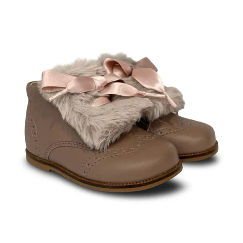 Beberlis Old Rose Lace up Baby Bootie