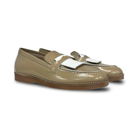 Don Louis Taupe Cream Fringe Loafer