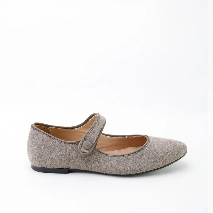 Papanatas Taupe Wool Pointed Mary Jane