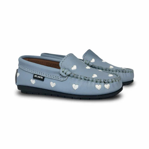 Atlanta Blue Sky Smooth White Hearts Loafer