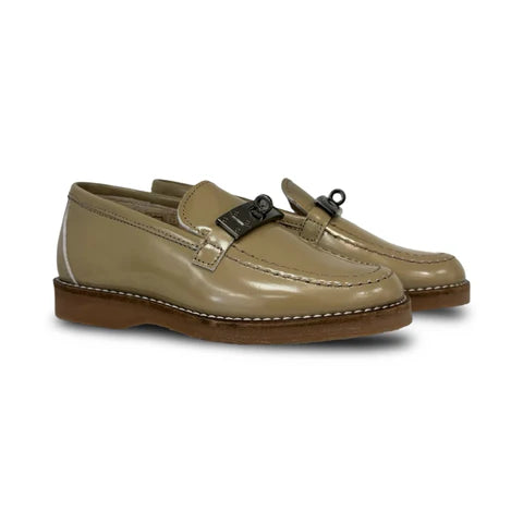 Don Louis Taupe Designer Buckle Loafer