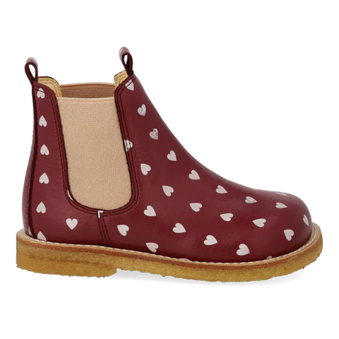 Angulus Berry Hearts Chelsea boot with print