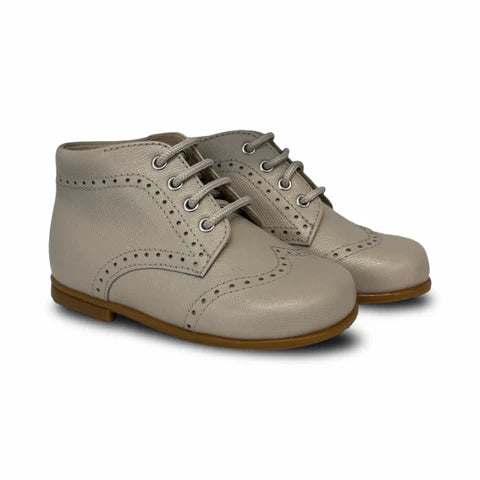 Beberlis Taupe Lace-up Wingtip Baby Bootie