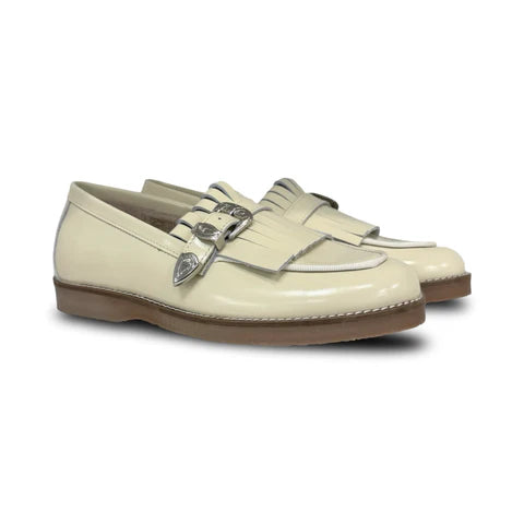 Don Louis Cream Fringe Loafer