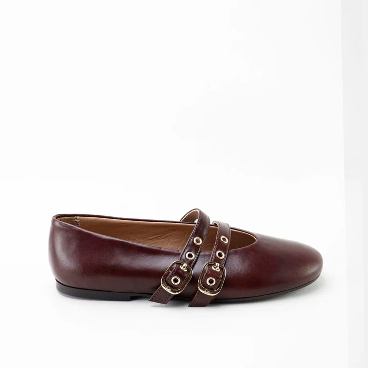 Papanatas Ajax Brown Double Strap Flat