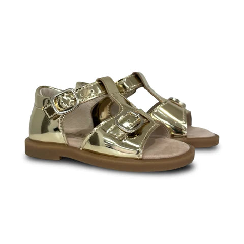 Beberlis Platinum T-Strap Buckle Open Sandal
