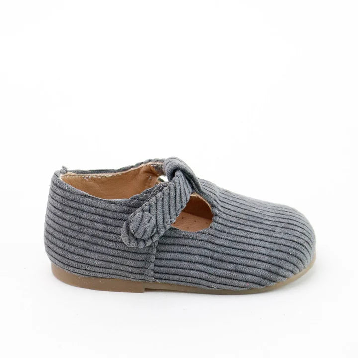 Papanatas Gray Corduroy Baby T Strap
