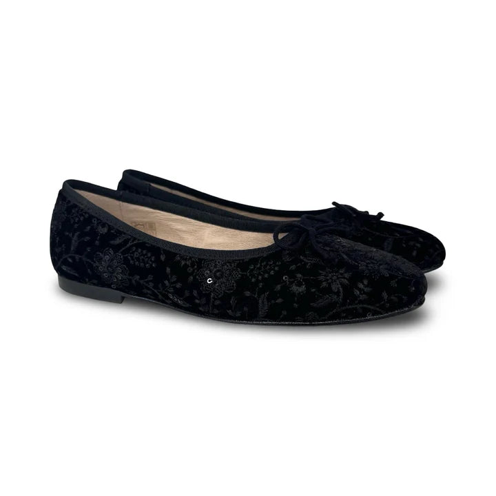 Valencia Black Velvet Scarlet Ballet Flat