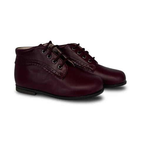 Beberlis Burgundy Leather Lace up Baby Bootie