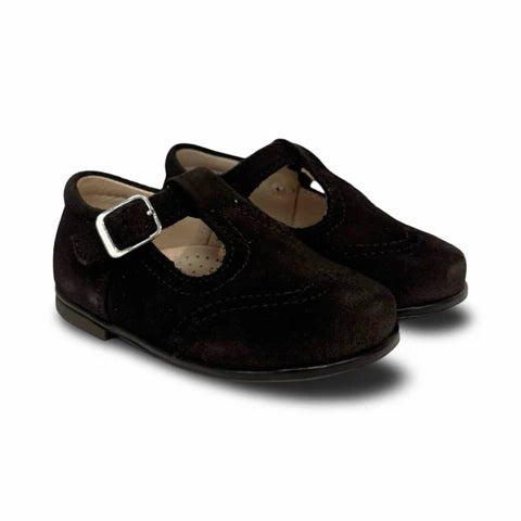 Beberlis Dark Brown Suede T Strap