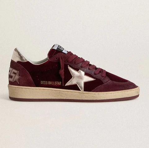 Golden Goose Burgundy Velvet Sneaker