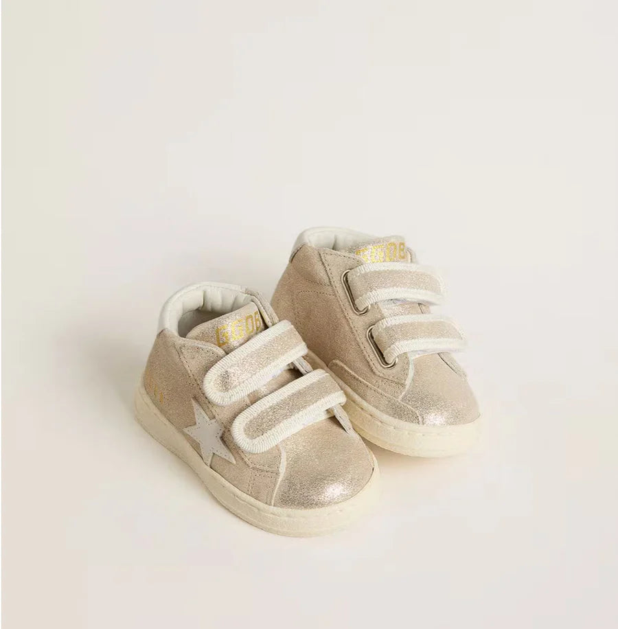 Golden Goose Sand White Laminted Baby Sneaker