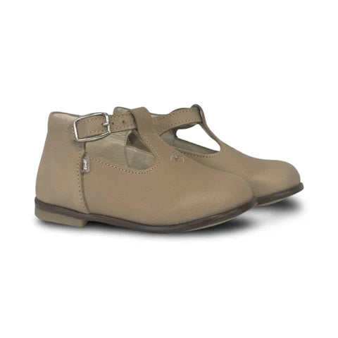 Emel Stone Taupe Embroidered Horse T Bar