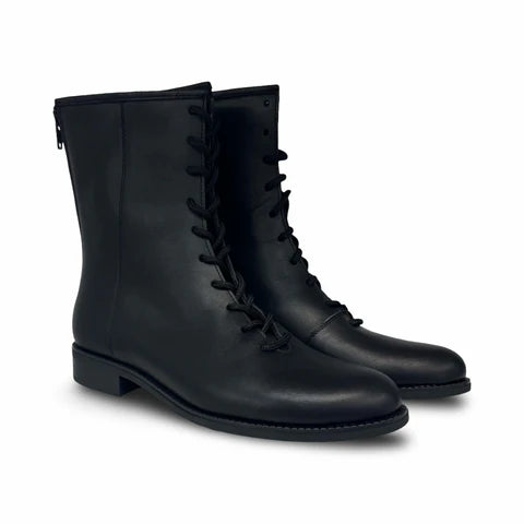 Valencia Black Laceup Zipper Bootie