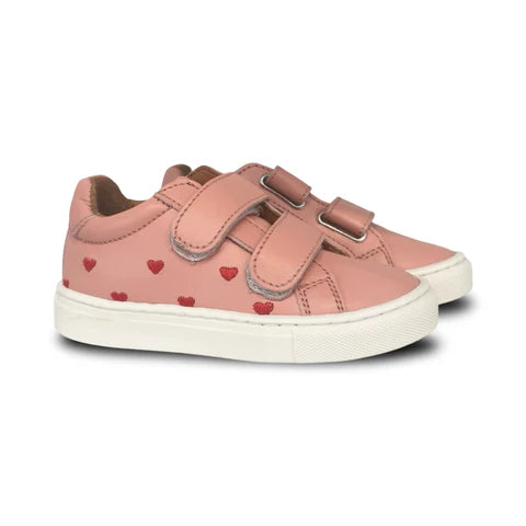 Atlanta Saumon Smooth Red Hearts Two Straps Sneaker