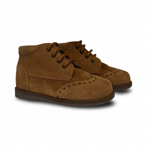 Beberlis Almond Suede Lace up Baby Bootie