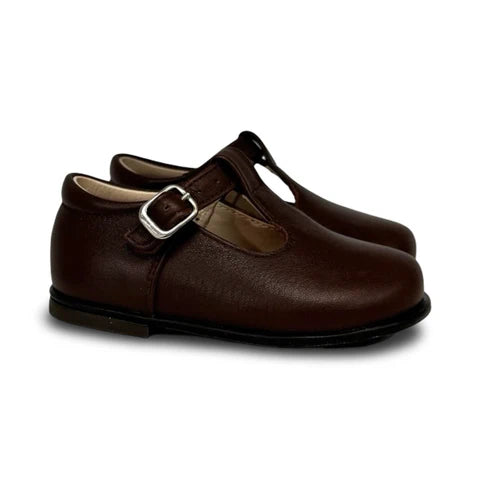 Beberlis Brown T Strap Buckle Shoe