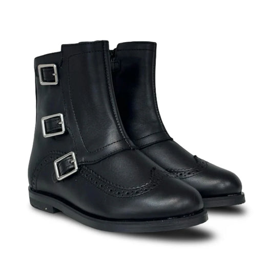 Don Louis Black Buckle Bootie