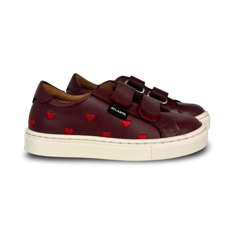 Atlanta Burgundy Hearts Two Strap Sneaker