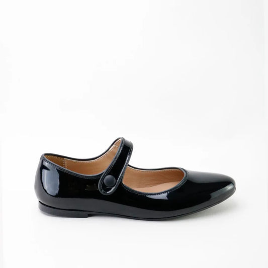 Papanatas Black Patent Pointed Mary Jane