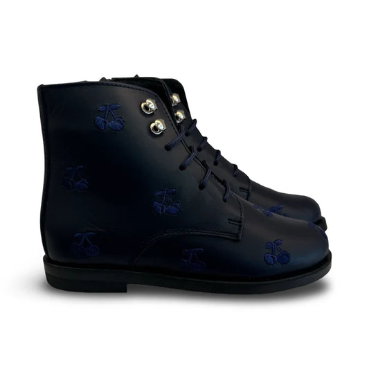 Don Louis Navy Cherry Lace up Bootie