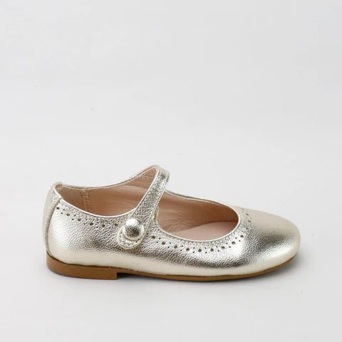 Papanatas Metalic Champagne Dot Mary Jane