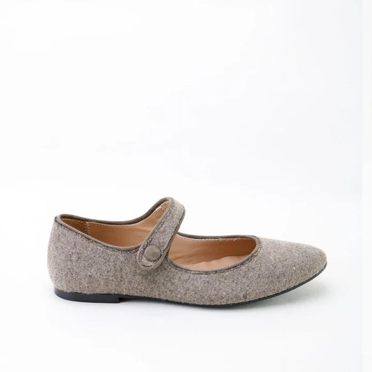 Papanatas Taupe Wool Pointed Mary Jane