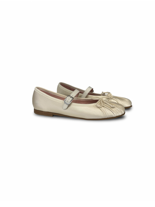 Rondinella Cream Silk Ballet Mary Jane