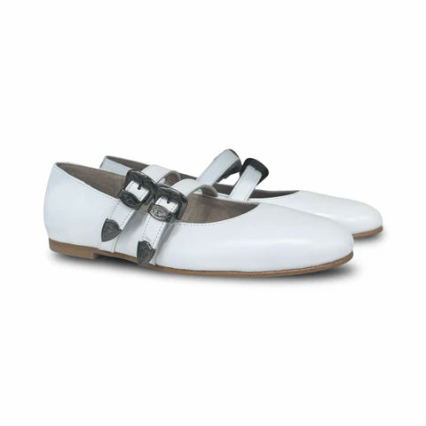 Valencia White Double Buckle Mary Jane