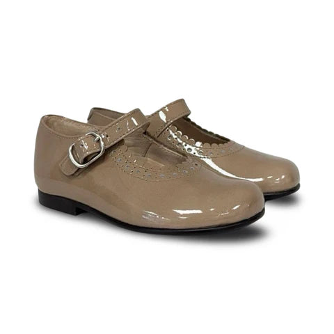 Beberlis Taupe Patent Buckle Mary Jane