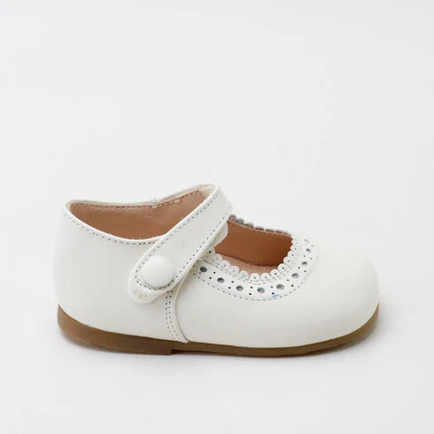 Papanatas Beige Baby Scalloped Cut Mary Jane