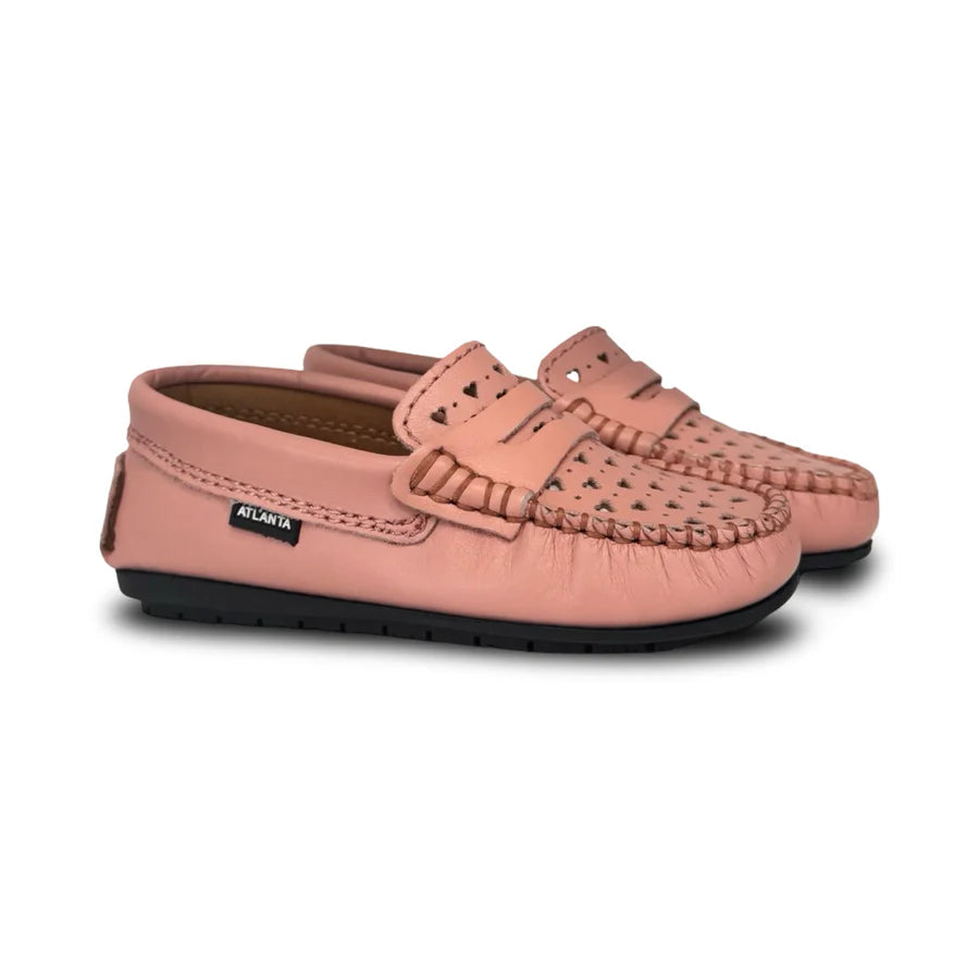 Atlanta Cut Out Heart Salmon Smooth Penny Loafer