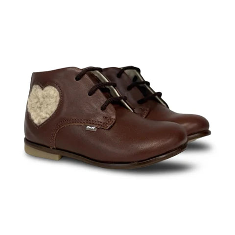 Emel Brown Sherpa Heart Bootie