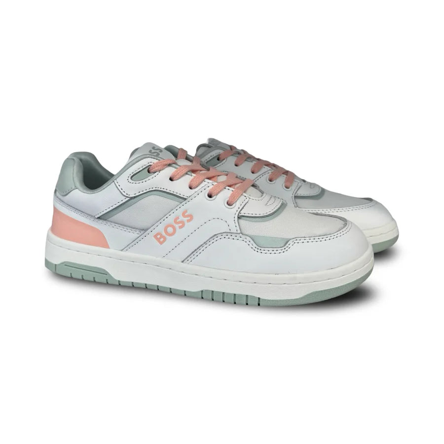 Hugo Boss White Pink Lace up Sneaker