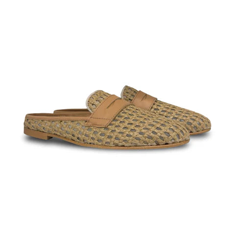 Valencia Raffia Tostado Loafer Mule