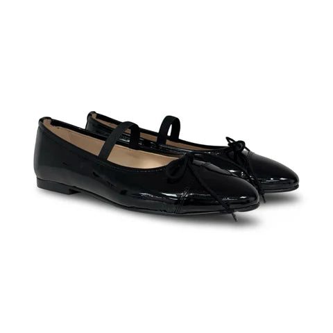 Lauve Black Patent Daisy Ballet Flat