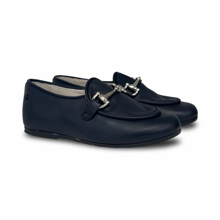 Manuela James Navy Buckle Smoking Shoe