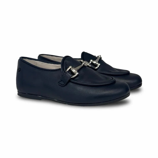 Manuela James Navy Buckle Smoking Shoe