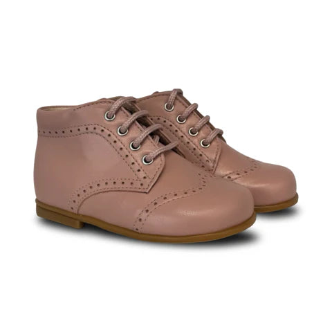 Beberlis Pink Lace-up Wingtip Baby Bootie