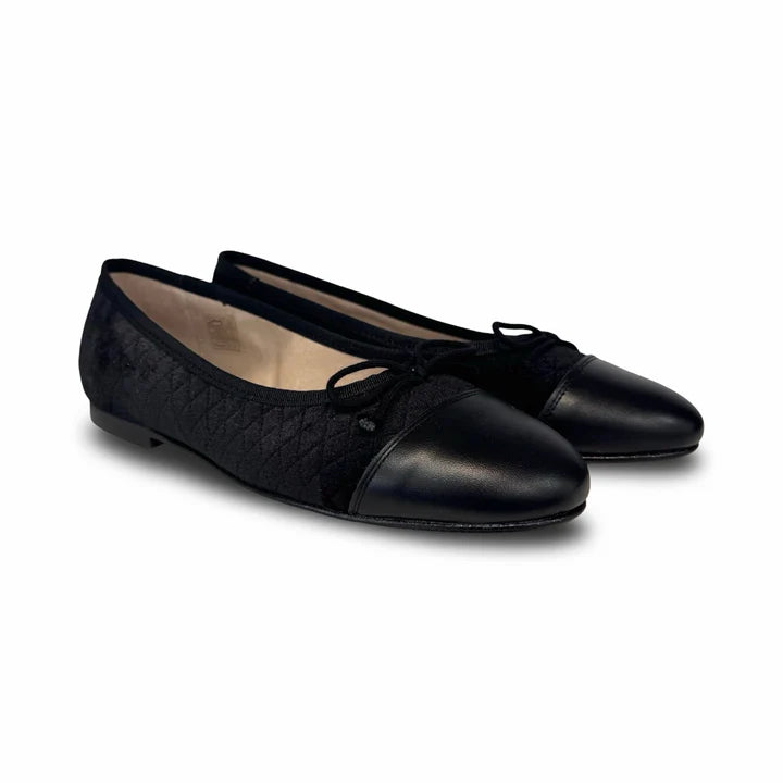 Valencia Black Velvet Cap Toe Ballet Flat