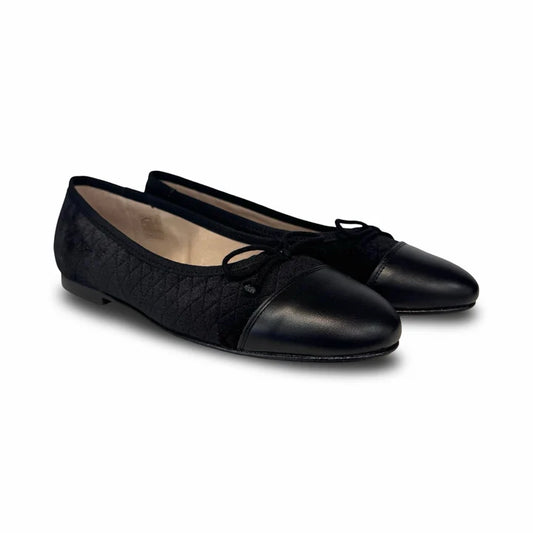Valencia Black Velvet Cap Toe Ballet Flat