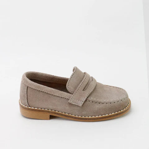 Papanatas Stone Suede Penny Loafer