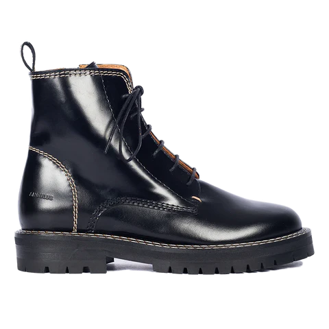 Angulus Black Lace-up boot with decorative contrast stitching