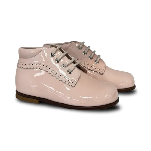 Beberlis Soft Pink Lace Up Baby Bootie