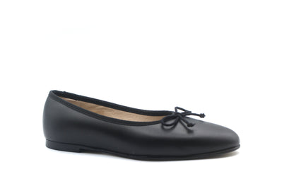 Valencia Black Leather Ballet Flat