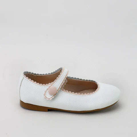 Papanatas White Rosa Scalloped Mary Jane