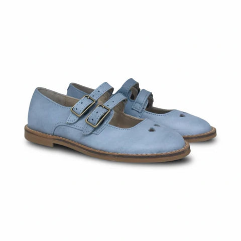 Lauve Blue Tri Heart Double Strap Mary Jane